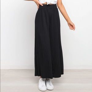 Wide leg pleated high rise pants